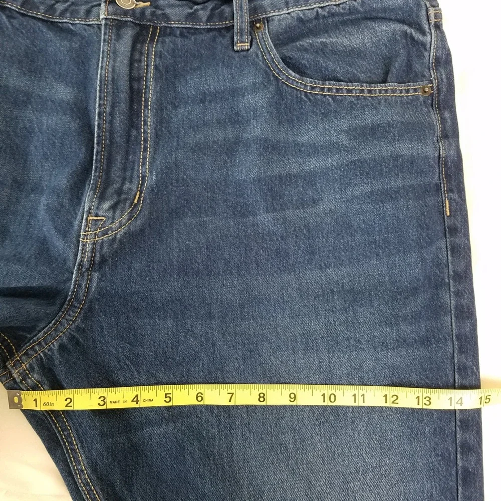 Old‎ Navy Mens 42x30 Straight Dark Wash Blue Denim Jeans Cotton Casual